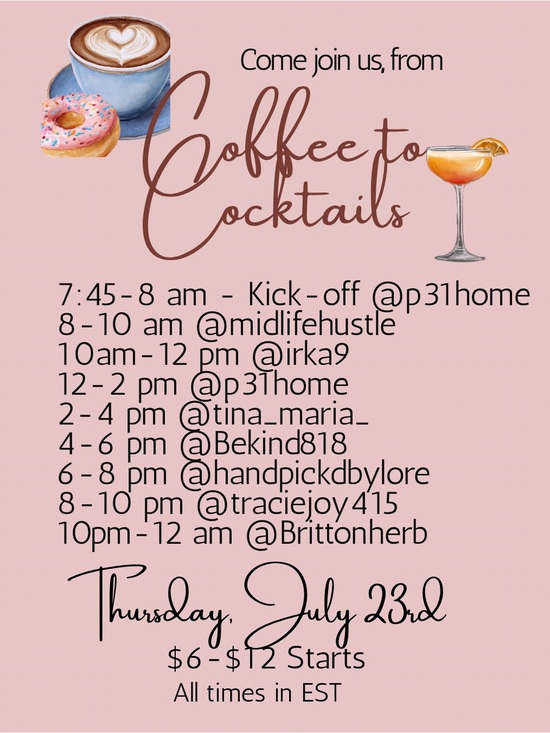 Accessories - Live 7/23 From Coffee to Cocktails Raid Train